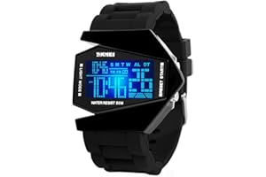 Gosasa Men Sports Military Watches Digital Airplane Shaped LED Light Waterproof Watches
