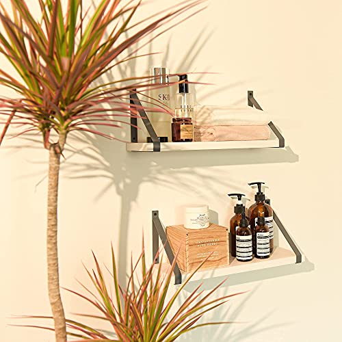 Labcosi White Floating Shelves for Bathroom, Living Room, Kitchen