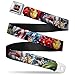 MARVEL AVENGERS MARVEL AVENGERS Logo Full Color Black/Red/White Seatbelt Belt - Marvel Avengers 4-Superhero Poses CLOSE-UP Webbing REGULAR
