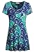 BEPEI Tunics to Wear with Leggings Juniors, Short Sleeves Lightweight Summer L Blue Cyan