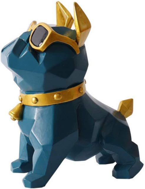 KKONION Nordic Style French Bulldog Statues Creative Animal Art Sculpture Resin Geometric Glasses Dog Desktop Ornament