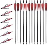 VKEDA 20 Inch Carbon Crossbow Bolts 12 Pack and 6