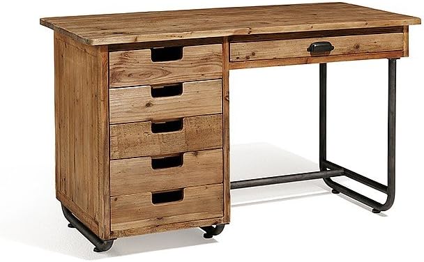 Lombok Baxter Industrial Desk With Drawers Reclaimed Pine Steel