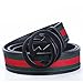 Godisdesigner Men's Big G Buckle Classic Green / Red / Green Leather Belt (100cm/39.3inch (31-33), Black Black)