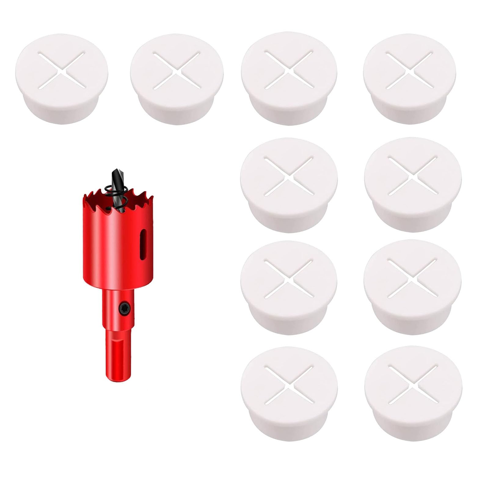 DuDuZui 10PCS 25mm Desk Grommet, Desk Plug Hole Cover Organize Office and Home Table Cable, Cable Grommets with 1 Hole Saw (White_25mm) ﻿ ﻿ — image 1