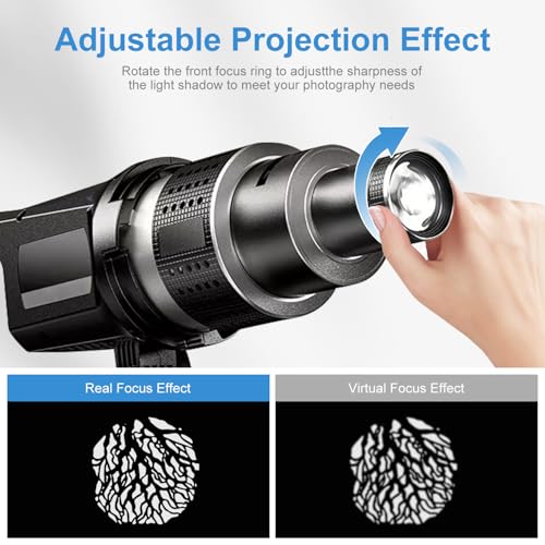 Genérico Foco Cónico Óptico Snoot, Kit de Accesorio Óptico para Proyector de Snoot Bowens con 35 Gobos y 5 Filtros de Color, Compatible con Aputure Amaran Godox Neewer LED Video Speedlite