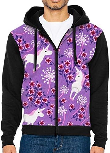 Unicorn Clove Flower Men Gentleman Hoodies Zipper Pockets Jacket Sweatshirt
