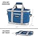 CleverMade Collapsible Cooler Bag: Insulated Leakproof 50 Can Soft Sided Portable Beverage Tote with Bottle Opener & Storage Pockets, Blue/Grey