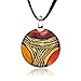 Chuvora Hand Painted Venetian Murano Glass Multi-Colored Red Orange Yellow Pendant Necklace, 18-20 inches
