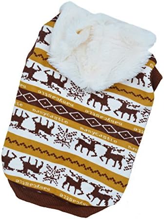 Pet Clothes Dog Deer Pattern Hoodies for Spring Puppy Sweaters for Winter Brown L