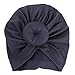 ISHOWDEAL 5PCS Baby Hat with Bow Baby Caps Cotton Hat Turban Headband for Newborn Toddler and Children Suitable for Baby 12-24 months,Black,purple,navy Blue,gray,dark Green, 7.7x0.79 in