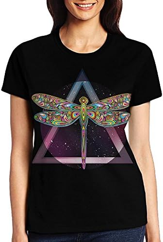 Cute colorful Ornate Dragonfly Womens Fashion Classic Casual Short Sleeve Sports T Shirt L