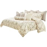 Michael Amini Glennridge Gray Comforter Set 10-Piece King with 100% Polyester Jacquard, Cotton-Polyester Back, Elegant Design, Soft and Durable Bedding for Luxurious Comfort