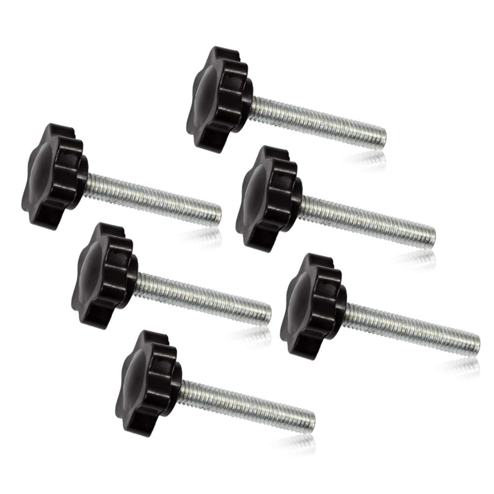 SPEEDWOX 6 Pcs Clamping Screw Knob M6 x 35 Plum Hex Shaped Hand Knobs Knurled Thumb Screw Handle Clamping Knob Male Thread Metric Thread