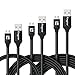 Micro USB Cables, 3 pcs (3.3ft,6ft,10ft) Fasgear Nylon Braided Tangle-Free Fast Charging data cable with Metal Connectors for Android, Galaxy S7/S7 edge, Nexus, Lumia, Sony and more (Black)