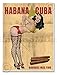 Cuban Cigar Advertisement - Pinup Girl in Fishnet Stockings | Havanas Mas Fino | Vintage Wall Decor | Art Print Poster