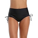 Micosuza Women's High Waisted Bikini Bottoms Side Tie Modest Full Coverage Bathing Suit Basic Swim Briefs