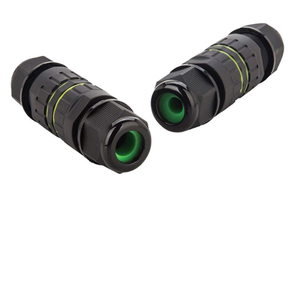 Junction Box Waterproof IP68 Connection Box 3-Pin Cable Connector for Diameter 7-10 mm Cable Connection Box Black Pack of 2
