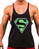 Moge Men's BodyBuilding Superman S Logo Tank Top Stringer Gym Shirt (XL, Black1)