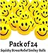Smiley Face Stress Balls - Mega Bulk Pack of 24 Balls - Toy Cubby Stress Relief Hand Exerciser - 1.5 inches