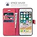 TUCCH Wallet Case for iPhone 7/8/SE 2020/SE 2022, PU Leather Flip Folio With Card Slot, Stand Holder, Magnetic [TPU Shockproof Interior] Compatible With iPhone 7/8/SE2/SE 3, Hot Pink