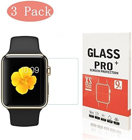 LUJI Apple iWatch 3 Tempered Glass Screen Protector Anti-scratch Anti-fingerprint Bubble-free Ultra-thin HD-clear Screen Protector for Apple iwatch 38mm[3-PACK]03