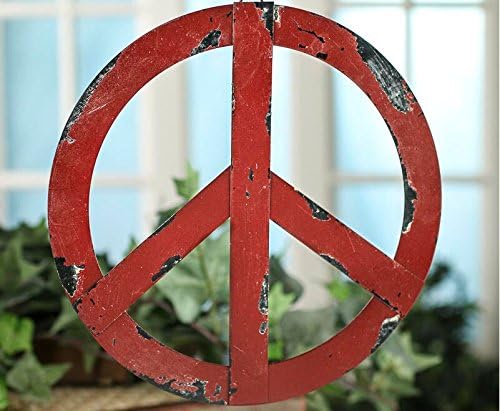 Metal Treasured Red Peace Sign Rustic Groovy Peace Sign Wall Hanging Ornament Home Door Decor Decorative Signs (16")
