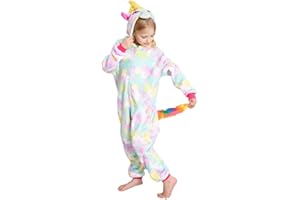 UDERUI Kids Unicorn Onesie Pajamas One-Piece Cosplay Costume Animal Sleepwear Girls And Boys