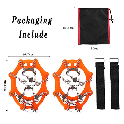 TWFRIC Traction Cleats, Ice Snow Grips Crampons for Men Women, Anti Slip 18 Stainless Steel Teeth Crampon with Portable Bag for Hiking, Climbing, Walking and Mountaineering, L - Thumbnail 6