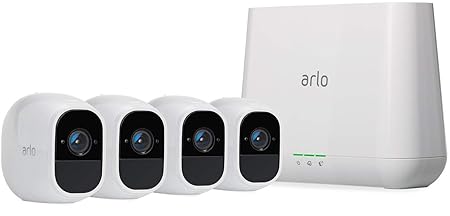 Arlo Pro 2 Smart Home 4 HD-Überwachungskameras & Sicherheitssystem (Funktioniert mit Alexa, 130 Grad Blickwinkel, kabellos, W