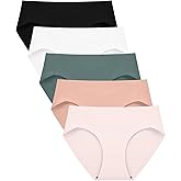FallSweet No Show Underwear for Women Seamless High Cut Briefs Mid-waist Soft No Panty Lines,Pack of 5