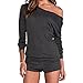 CZGBT Women's One Off Shoulder Long Sleeve Sexy Jumpsuit Casual Short Rompers