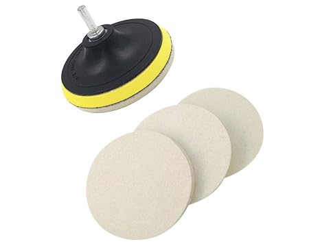 DIY Crafts Wool Felt Disc Polishing Pads and Backing Pad with Drill Adapter Kit to Grind and Polish Glass Plastic Metal Marble Car Body Polishing Shining (1 Set Pack, 7 inch Kit/Set)
