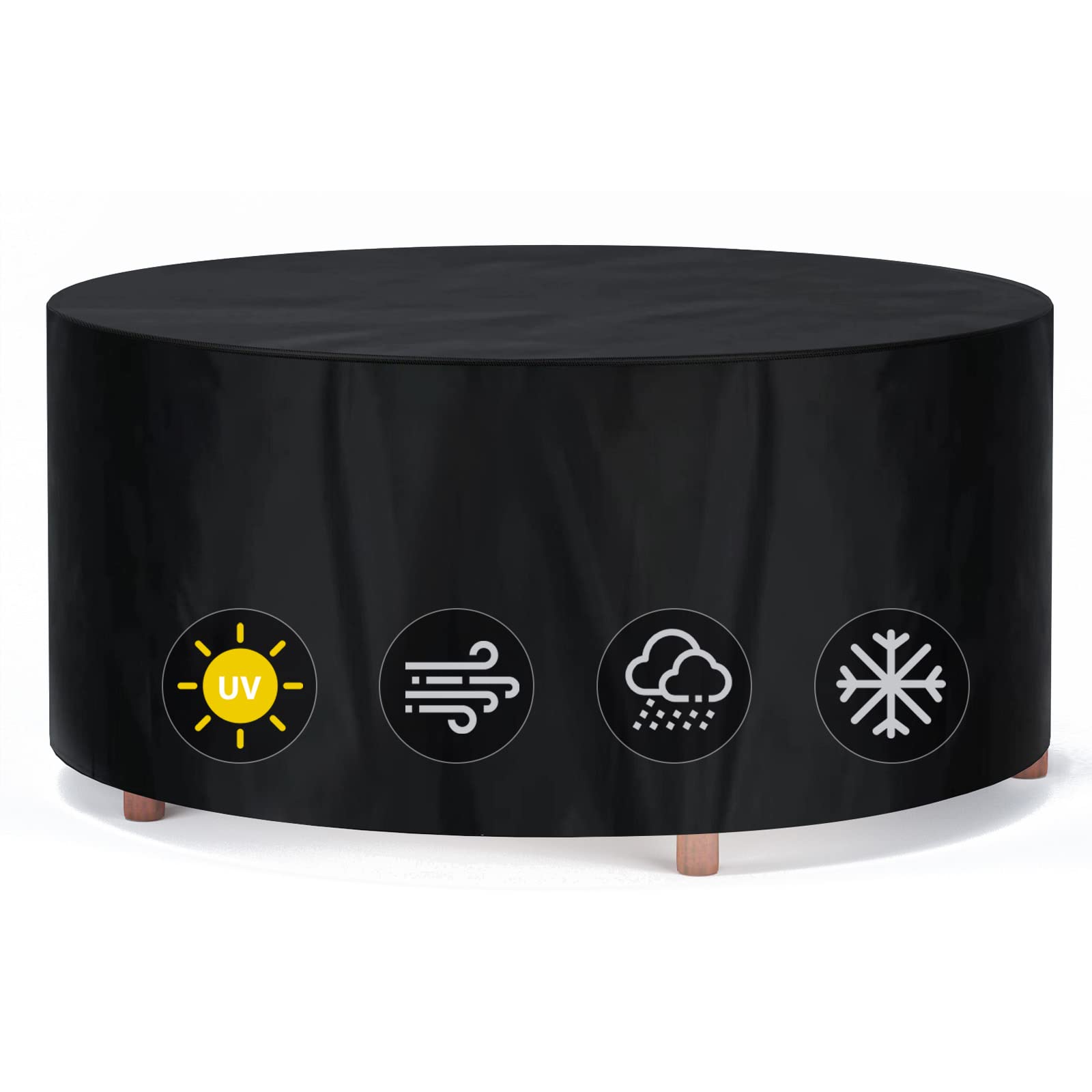 TRANSPLANT Patio Table Covers Garden Table Cover Round Waterproof - 128x71cm Outdoor Garden Furniture Covers 420D Oxford Fabric Anti UV Winterproof Rattan Furniture Hot Tub Cover