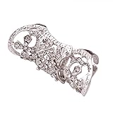 Susenstone®Crystal Hollow Flower Full Armor Knuckle Rings Finger Ring