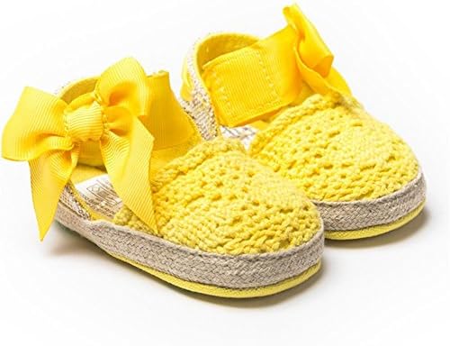 DDE Baby Girl Cotton Blend Knitting Surface Shoes with Beautiful bow-knot(Yellow, 0-8 Months)