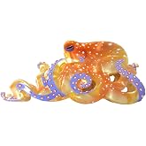 Fantasy Octopus Hair Clips,Acetate Hair Clips,Ocean Octopus Claw Clips for Women,Orange