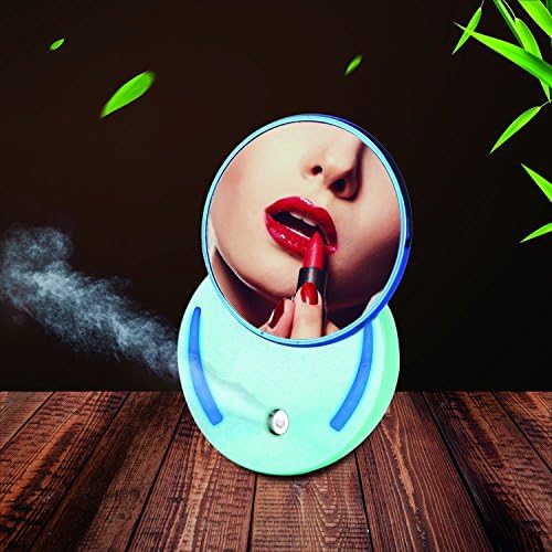 YOMIJN Facial Steamers Cool Nano Mist Spray LED Makeup Mirror Face SPA Steam Sprayer For Dry &amp; Oil Skins 25mL (Blue)