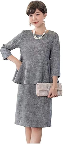 Amazon Co Jp Joint Go フォーマルスーツ セレモニースーツ レディース スーツ ママ 母 七分袖 2点セット ワンピース 結婚式 ドレス 大きいサイズ 学校行事 参観日 入園式 卒園式 七五三 卒業式 入学式 服 ファッション小物