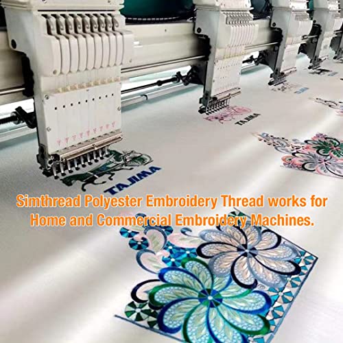 Simthread Embroidery Thread 5500 Yards White 001, 2 Huge Spools 40wt Polyester for Brother, Babylock, Janome, Singer, Pfaff, Husqvarna, Bernina Machine