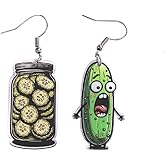 Funny Weird Pickle Acrylic Drop Earrings Lifelike Green Dill Cucumber Dangle Earrings Simulated 3D Food Earring for Women Jewelry