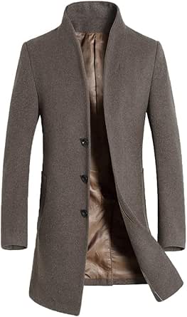 Mordenmiss Men's French Woolen Coat Business Down Jacket Trench Topcoat
