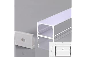 KD-TEC 10Pcs 3.3FT Aluminum Channel for LED Strip Lights U/V/YW-Shape Track and Cover (30mm x 20mm (No Edge), 10)