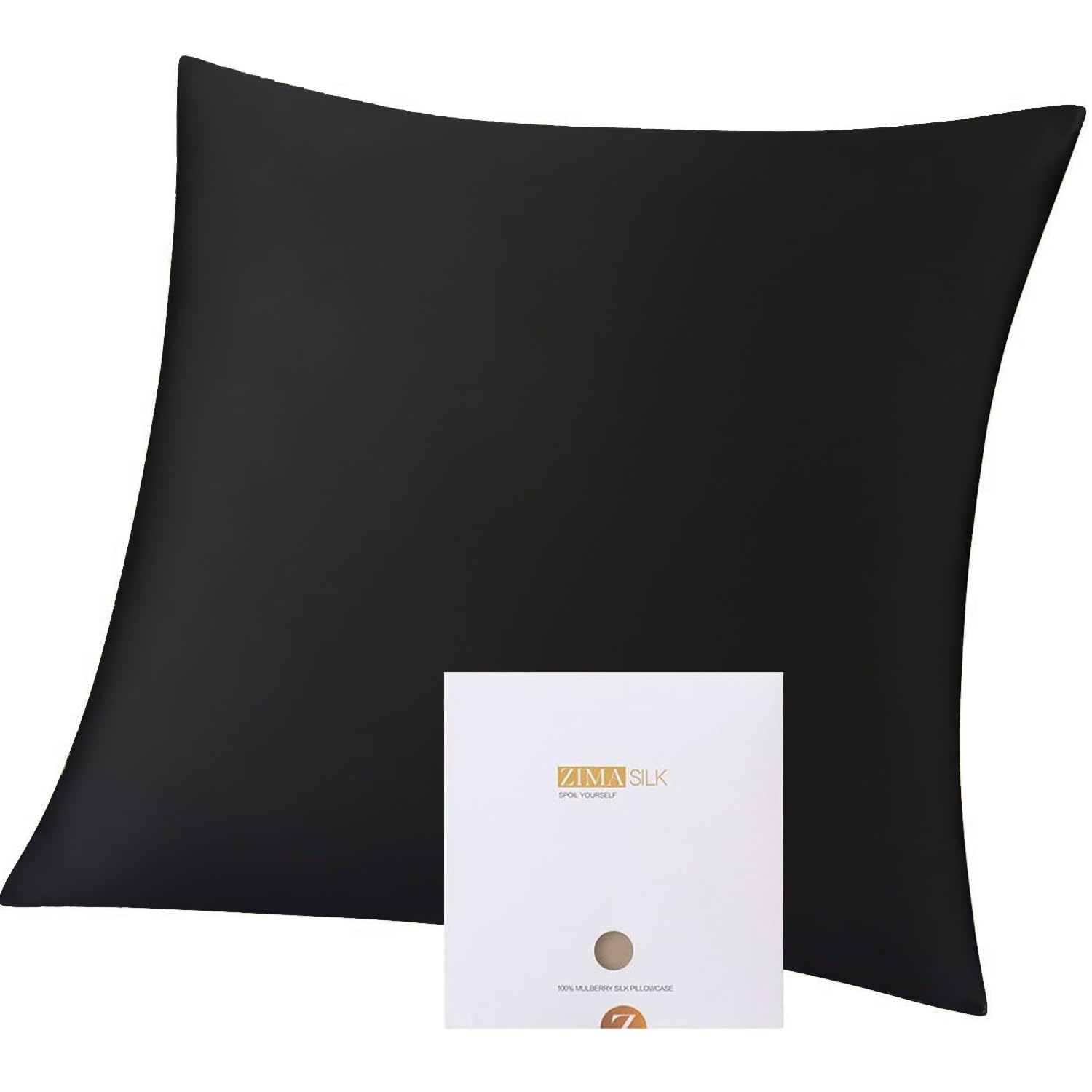 ZIMASILK 100% Mulberry Silk Pillowcase for Hair and Skin,Both Sides 19 Momme Silk, 1pc (80x80 cm, Black)