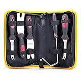 Fstop Labs 5 Pack Set Auto Trim Door Panel, Stainless Steel Window Molding Upholstery Fastener Clip Removal Tool Kit, Trim Upholstery Removal Kit, Trim Removal Tools Panel with Storage Bag
