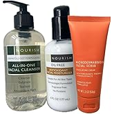 Trader Js Nourish Face Set, All-In-One Facial Cleanser 8.45 fl oz, Oil-Free Antioxidant Facial Moisturizer 6 fl oz and Microdermabrasion Scrub with Pomegranate, Pineapple & Papaya Extracts 2 oz