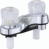 RV Two Handle Bathroom Sink Faucet with Clear Acrylic Knobs - 2-Handle (Chrome)