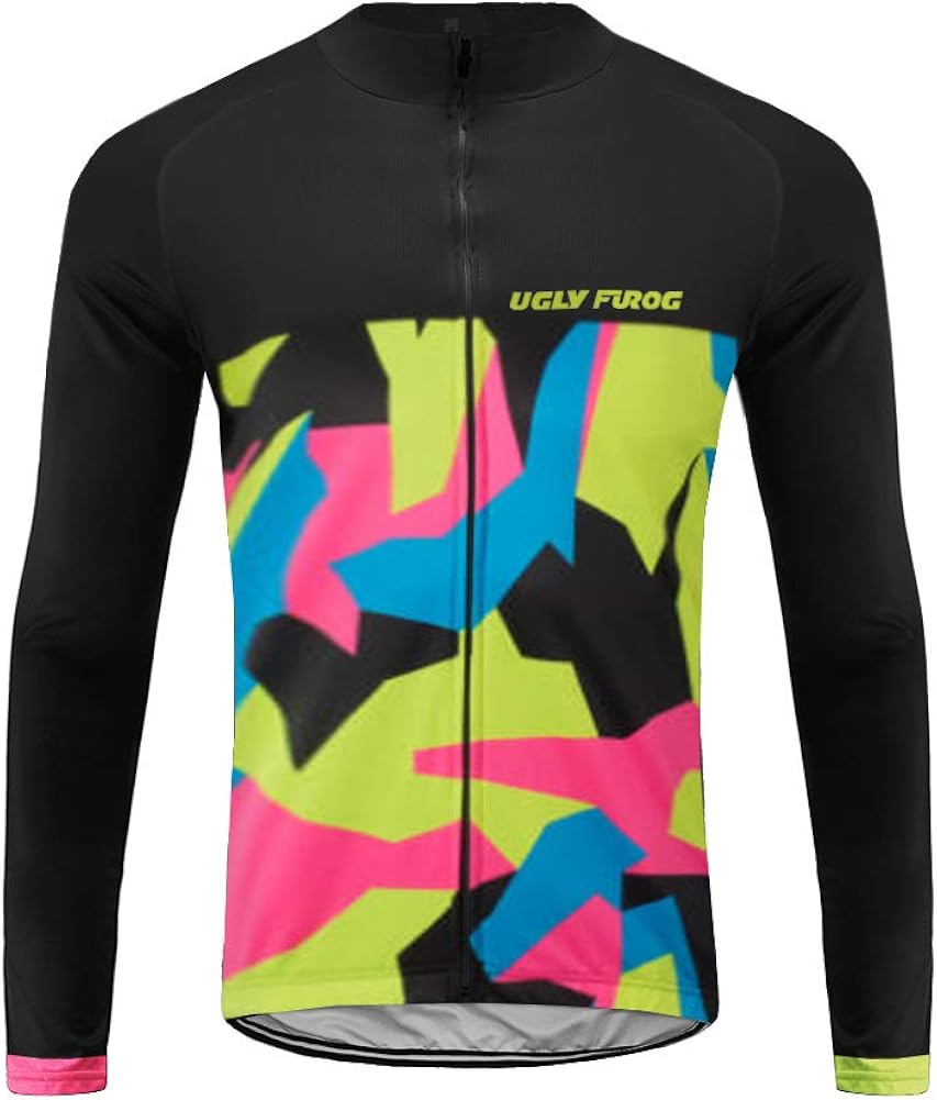 Uglyfrog Winter Fleece Warm Men's Full Zip Moisture Wicking Long Sleeve Cycling Jersey, Running Tops - Bike Biking Shirt