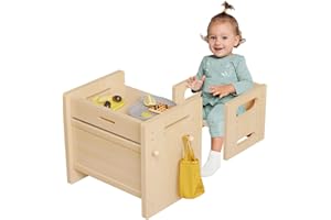 Old Canal Montessori Weaning Table and Chair Set, Adjustable Kids Table and Chair Set, Easy to Wipe Children Activity Table f