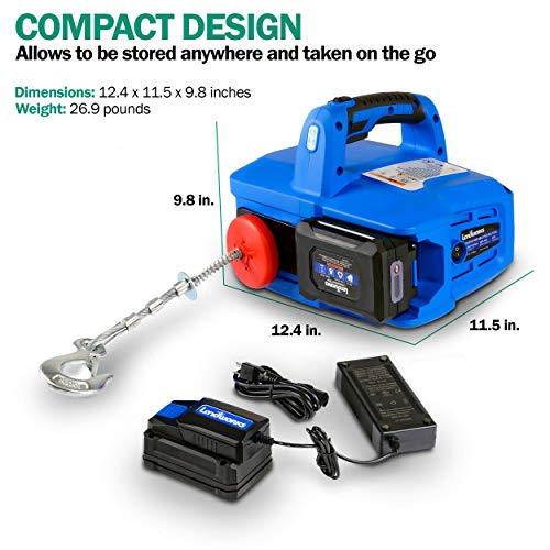 Landworks Electric Towing Winch Hoist Portable Cordless 1000 lbs 1/2 Ton Max Weight Brushless Motor Li-Ion Battery Powered 20' Foot Steel Braided Cable for Off Road ATV Truck Boat Trailer Hunting - Image 5